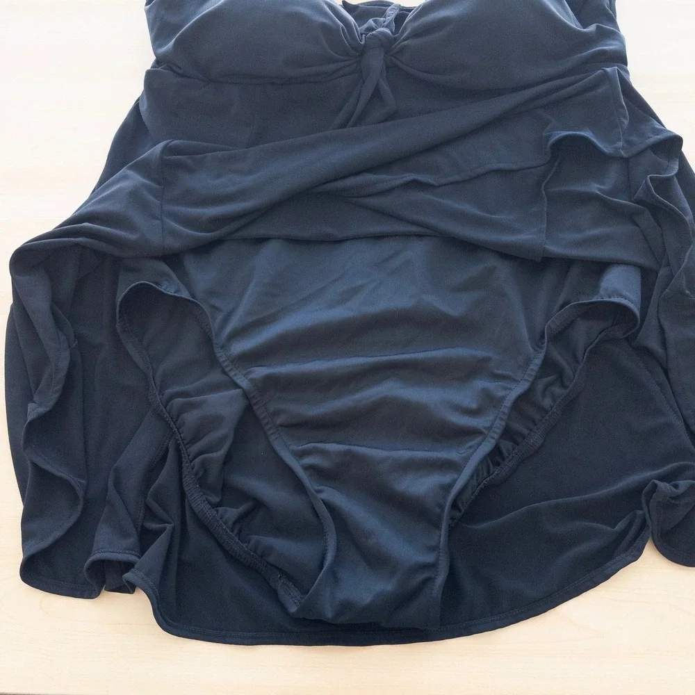 Slimshaper Womens Swim Dress 18 Black Modest Beach Minimal Tummy Control